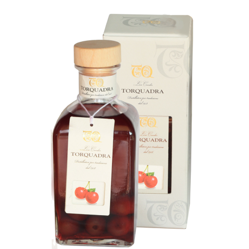 Grappa mit Kirschen - Ciliegie - 0,5 Liter - 21 vol. - in der Geschenk-Verpackung - Torfrutta - Torquadra