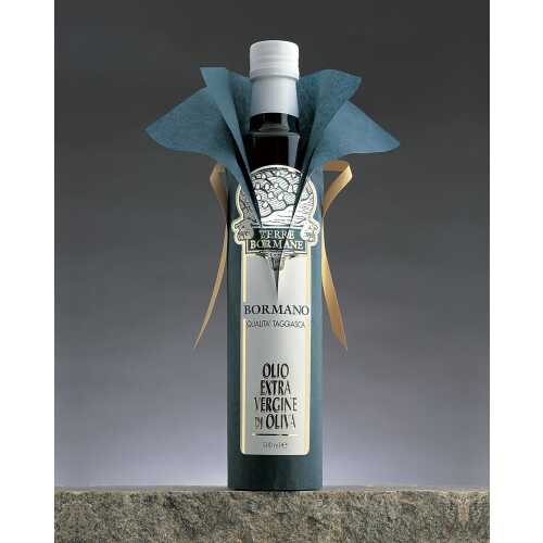 Bormano Qualita Taggiasca - Extra Natives Olivenöl - 0,5 Liter - in Papier gewickelt - Oliven-Öl - Terre Bormane - MHD19-08-2023