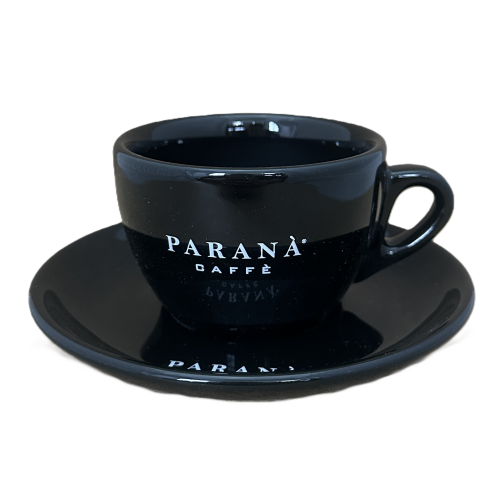 Cappuccino Tasse mit Unterteller schwarz von Caffe Parana - Parana srl