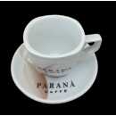 Espresso Tasse mit rötlich-braunen Details mit Unterteller weiß von Parana - Parana srl