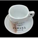 Cappuccino Tasse mit rötlich-braunen Details mit Unterteller weiß von Parana - Parana srl