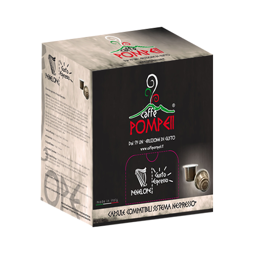 Penelope Espresso: 50% Robusta und 50% Arabica - kompatible Kaffeekapseln für Nespresso® - 100 Stück - Pompeii Caffe - MHD 04-09-2021