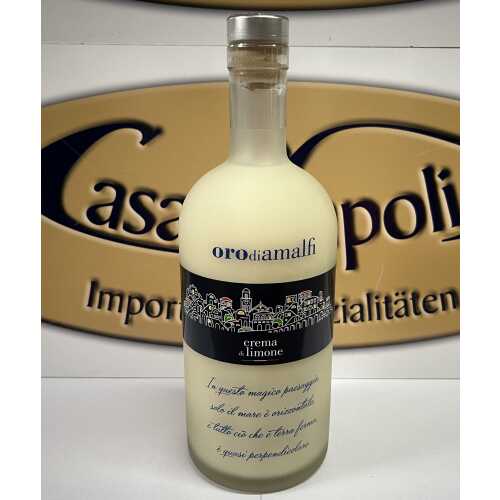 Limoncello Creme aus Amalfi - Crema di Limone - 1,0 Liter - 17 vol. - Flasche: Cristal - LOro di Amalfi