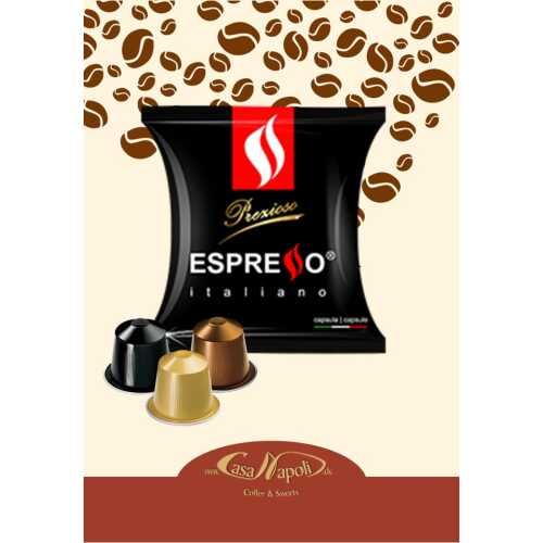Precious - Prezioso - 80% Arabica und 20% Robusta - kompatible Kaffeekapseln für Nespresso® - Maschinen - 100 Stück - Espresso Caffe - 30-01-2023