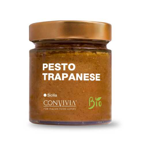 Pesto Trapanese - Bio, Gluten-Frei und Veganes Produkt - Pesto Trapanese - 190 gr - Convivia Sicilia MHD 21-01-2023