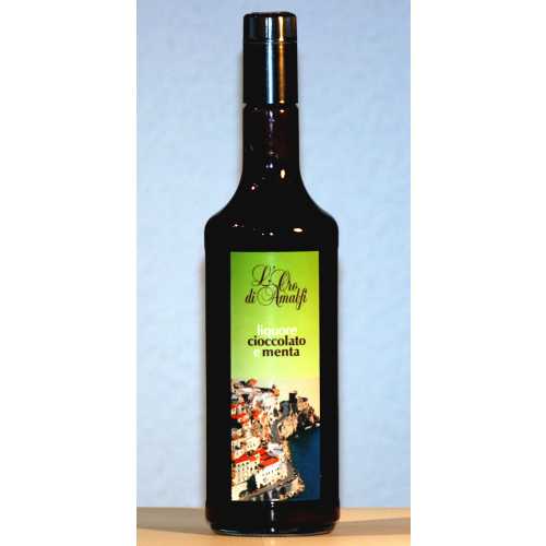 Minzschokoladen Likör - Cioccolato e Menta - 1,0 Liter - 18 vol. - Flasche: Cristal - LOro di Amalfi