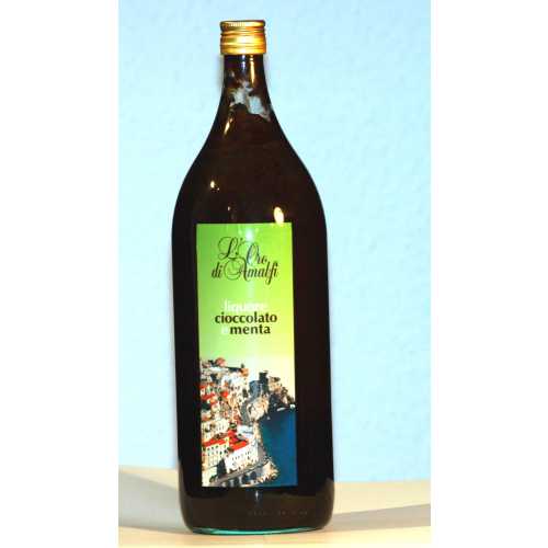 Minzschokoladen Likör - Cioccolato e Menta - 2,0 Liter - 18 vol. - Flasche: Magnum - LOro di Amalfi