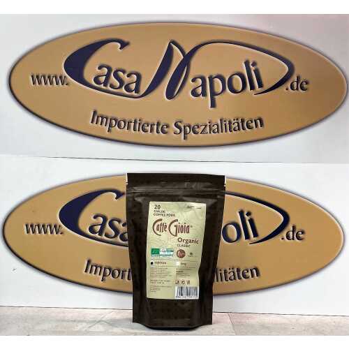 Gioia Classica 50% Arabica - Organic - Cialde - Pods - 20 Stück zusammen verpackt im Doypack - Caffe Gioia - MHD 30-10-2023