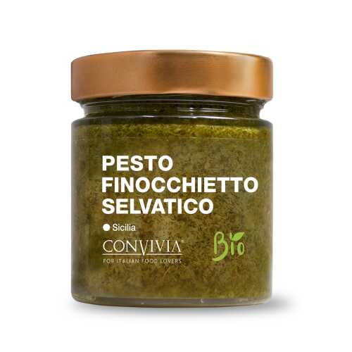 Wildfenchel-Pesto - Bio, Gluten-Frei und Veganes Produkt - Pesto finocchietto selvatico - 190 gr - Convivia Sicilia - MHD 17-11-2023