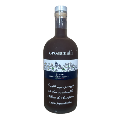 Minzschokoladen Likör - Cioccolato e Menta - 1,0 Liter - 18 vol. - Flasche: Downtown saturiert - LOro di Amalfi