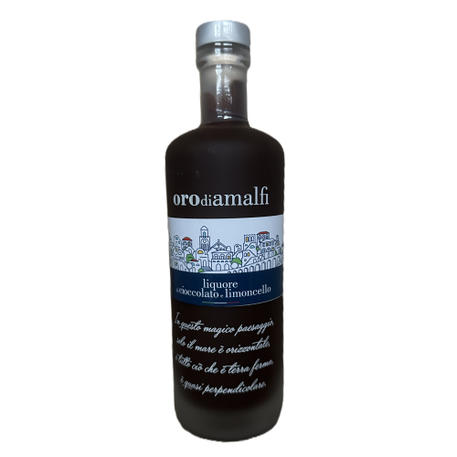 Schokoladen-Limoncello Likör - Cioccolato e Limoncello - 0,5 Liter - 17 vol. - Flasche: Downtowsn saturiert. - LOro di Amalf