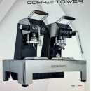 Coffee Tower 2CAV - Design aus Edelstahl, schwarzem...