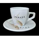 Cappuccino Tasse mit hellbraunen Details mit Unterteller...
