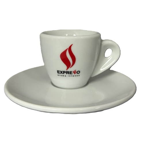 gedrungene Espresso Tasse mit Unterteller von Expresso - Espresso Caffe